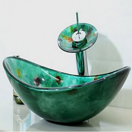 Zeitgenössisch T12×L540×W360×H165mm(T0.47×L21.26×W14.17×H6.50 inch) Rechteckig Sink Material ist HartglasWaschbecken für Badezimmer