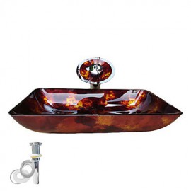 Zeitgenössisch T12mmxL560xW360xH110 Rechteckig Sink Material ist Hartglas Einbauring für Badezimmer / Wasserablass für die Küche