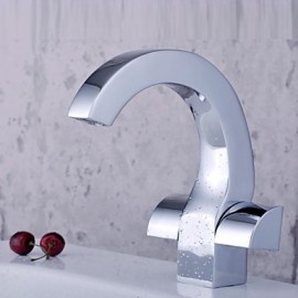 Rustikal Mittellage Zwei Griffe Ein Loch in Chrom Waschbecken Wasserhahn