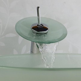 Zeitgenössisch 420*130mm(16.5*5.1") Rundförmig Sink Material ist HartglasWaschbecken für Badezimmer / Armatur für Badezimmer / Einbauring