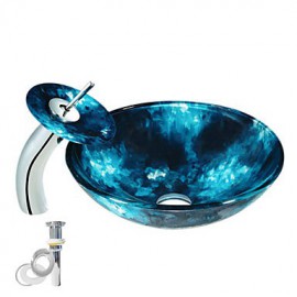 Zeitgenössisch T12mmxΦ420xH145 Rundförmig Sink Material ist Hartglas Einbauring für Badezimmer / Wasserablass für die Küche