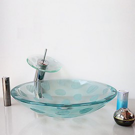 Zeitgenössisch T19MM×Φ455MM×H110MM(T0.75×Φ17.91×H4.33 inch) Rundförmig Sink Material ist HartglasWaschbecken für Badezimmer / Armatur für