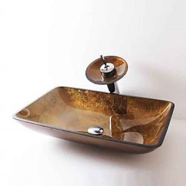 Zeitgenössisch T12*L560*W360*H110MM Rechteckig Sink Material ist HartglasWaschbecken für Badezimmer / Armatur für Badezimmer / Einbauring