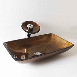 Zeitgenössisch T12*L560*W360*H110MM Rechteckig Sink Material ist HartglasWaschbecken für Badezimmer / Armatur für Badezimmer / Einbauring