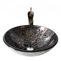 Antik T1.2×Φ42×H14.5cm(T0.47×Φ16.54×H5.71 inch) Rundförmig Sink Material ist HartglasWaschbecken für Badezimmer / Armatur für Badezimmer
