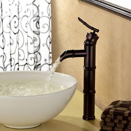Art déco/Retro Becken Wasserfall with Keramisches Ventil Einhand Ein Loch for Bronze mit Ölschliff, Waschbecken Wasserhahn