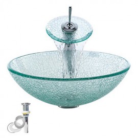 Zeitgenössisch T12mmxΦ420xH145 Rundförmig Sink Material ist Hartglas Einbauring für Badezimmer / Wasserablass für die Küche