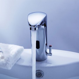 Zeitgenössisch Mittellage berühren / berührungslos with Keramisches Ventil Einhand Ein Loch for Chrom, Waschbecken Wasserhahn