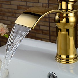 Zeitgenössisch Mittellage Wasserfall with Keramisches Ventil Einhand Ein Loch for Ti-PVD, Waschbecken Wasserhahn