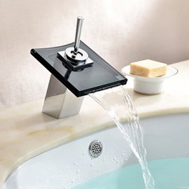 Zeitgenössisch Mittellage Wasserfall with Keramisches Ventil Einhand Ein Loch for Chrom, Waschbecken Wasserhahn