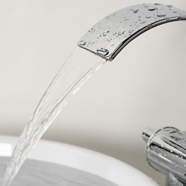 Zeitgenössisch Becken Wasserfall with Keramisches Ventil Zwei Griffe Ein Loch for Chrom, Waschbecken Wasserhahn