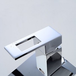 Zeitgenössisch Mittellage LED / Wasserfall with Keramisches Ventil Einhand Ein Loch for Chrom, Waschbecken Wasserhahn
