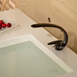 Zeitgenössisch Mittellage Keramisches Ventil Einhand Ein Loch with Bronze mit Ölschliff Waschbecken Wasserhahn