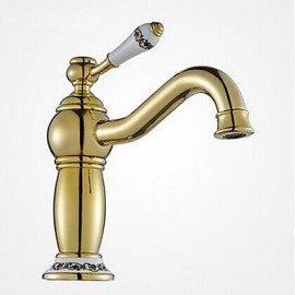 Traditionell Mittellage Keramisches Ventil Einhand Ein Loch with Ti-PVD Waschbecken Wasserhahn