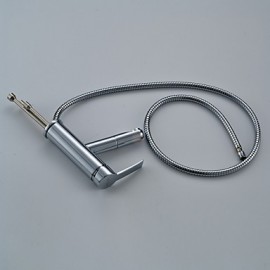 Zeitgenössisch Mittellage Mit ausziehbarer Brause with Keramisches Ventil Einhand Ein Loch for Chrom, Waschbecken Wasserhahn