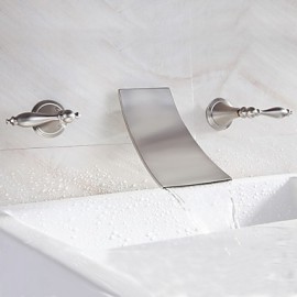 Wasserfall Waschbecken Wasserhahn weit verbreitet Zeitgenössisches Design Hahn (vernickelt)