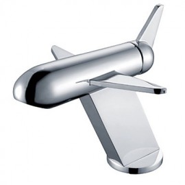 Zeitgenössische Chrome Finish Airplane Form Einhand Badarmaturen