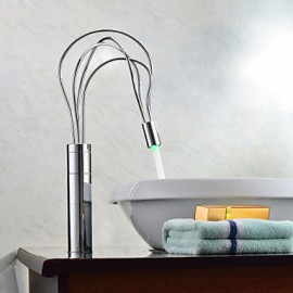 Zeitgenössischen Chrom einzigen Handgriff LED Waschbecken Wasserhahn