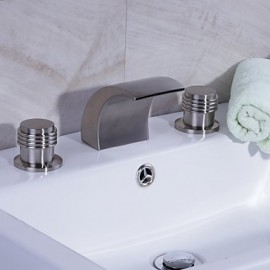 Badewanne & Dusche Wasserfall Zwei Griffe Drei Löcher with Gebürsteter Nickel Waschbecken Wasserhahn