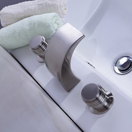Badewanne & Dusche Wasserfall Zwei Griffe Drei Löcher with Gebürsteter Nickel Waschbecken Wasserhahn