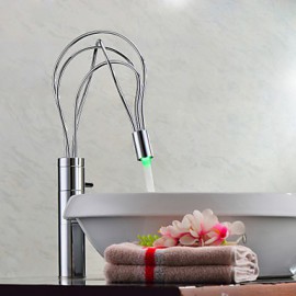 Zeitgenössischen Chrom einzigen Handgriff LED Waschbecken Wasserhahn