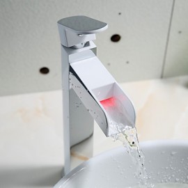 Zeitgenössisch deckenmontiert LED with Keramisches Ventil Einhand Ein Loch for Chrom, Waschbecken Wasserhahn
