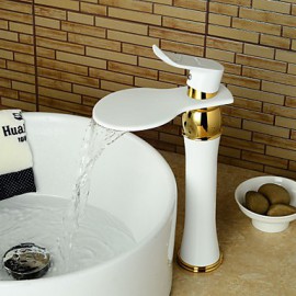 Zeitgenössisch Mittellage Wasserfall with Keramisches Ventil Einhand Ein Loch for Ti-PVD, Waschbecken Wasserhahn