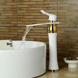 Zeitgenössisch Mittellage Wasserfall with Keramisches Ventil Einhand Ein Loch for Ti-PVD, Waschbecken Wasserhahn