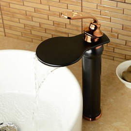 Zeitgenössisch Mittellage Wasserfall with Keramisches Ventil Einhand Ein Loch for Bronze mit Ölschliff, Waschbecken Wasserhahn