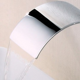 Zeitgenössisch Wandmontage Wasserfall with Keramisches Ventil Zwei Griffe Drei Löcher for Chrom, Badewannenarmaturen / Waschbecken