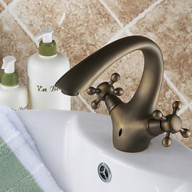 Centerset zwei Griffe ein Loch in der antiken Bronze Waschbecken Wasserhahn