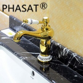 ti-PVD-Finish ein Loch mit Einzel Keramik Griffe Waschbecken Wasserhahn
