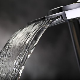 Zeitgenössisch Mittellage Wasserfall with Keramisches Ventil Einhand Ein Loch for Chrom, Waschbecken Wasserhahn