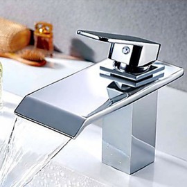 Zeitgenössisch Mittellage Wasserfall with Keramisches Ventil Einhand Ein Loch for Chrom, Waschbecken Wasserhahn