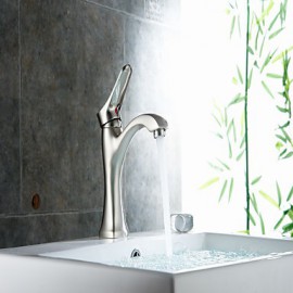 Zeitgenössisch Becken Thermostatische with Keramisches Ventil Einhand Ein Loch for Gebürsteter Nickel, Waschbecken Wasserhahn
