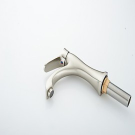 Zeitgenössisch Becken Thermostatische with Keramisches Ventil Einhand Ein Loch for Gebürsteter Nickel, Waschbecken Wasserhahn