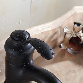 Traditionell Mittellage Einhand Ein Loch in Bronze mit Ölschliff Waschbecken Wasserhahn