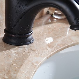 Traditionell Mittellage Einhand Ein Loch in Bronze mit Ölschliff Waschbecken Wasserhahn