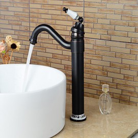 Zeitgenössisch Mittellage Wasserfall with Keramisches Ventil Einhand Ein Loch for Bronze mit Ölschliff, Waschbecken Wasserhahn