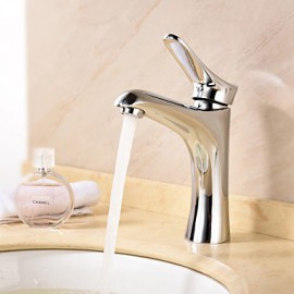 Zeitgenössisch Mittellage Einhand Ein Loch in Chrom Waschbecken Wasserhahn