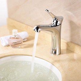 Zeitgenössisch Mittellage Einhand Ein Loch in Chrom Waschbecken Wasserhahn