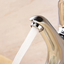 Zeitgenössisch Mittellage Einhand Ein Loch in Chrom Waschbecken Wasserhahn