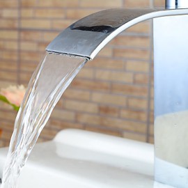 Zeitgenössisch Mittellage Wasserfall with Keramisches Ventil Einhand Ein Loch for Chrom, Waschbecken Wasserhahn