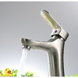 Zeitgenössisch Becken berühren / berührungslos with Keramisches Ventil Einhand Ein Loch for Gebürsteter Nickel, Waschbecken Wasserhahn