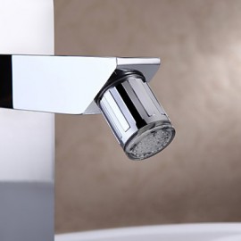 Zeitgenössisch Mittellage LED with Keramisches Ventil Einhand Ein Loch for Chrom, Waschbecken Wasserhahn