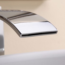 Zeitgenössisch Mittellage Wasserfall with Keramisches Ventil Einhand Ein Loch for Chrom, Waschbecken Wasserhahn