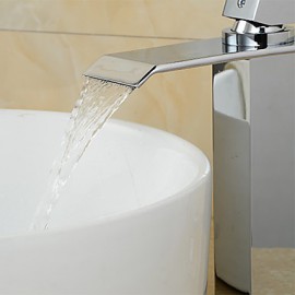 Zeitgenössisch Mittellage Wasserfall with Keramisches Ventil Einhand Ein Loch for Chrom, Waschbecken Wasserhahn
