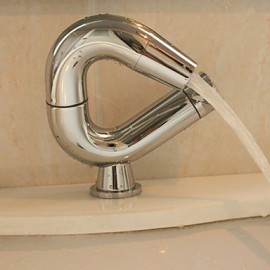 Zeitgenössisch deckenmontiert drehbarer with Keramisches Ventil Einhand Ein Loch for Chrom, Waschbecken Wasserhahn