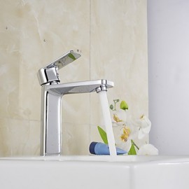 Zeitgenössisch deckenmontiert Wasserfall with Keramisches Ventil Einhand Ein Loch for Chrom, Waschbecken Wasserhahn