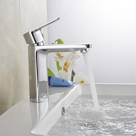 Zeitgenössisch deckenmontiert Wasserfall with Keramisches Ventil Einhand Ein Loch for Chrom, Waschbecken Wasserhahn